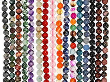 Picture of Multi-Stone Round appx 6mm Bead Strand Set of 16 appx 15-16"