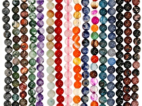 Multi-Stone Round appx 6mm Bead Strand Set of 16 appx 15-16"