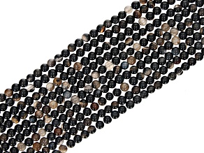 Banded Black Agate Round appx 4mm Bead Strand Set of 10 appx 14-15"