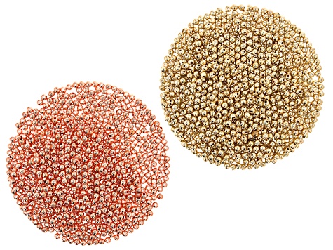 Lightweight Electroform Round High Polish Beads in Gold Tone & Rose Gold Tone 2,000 Pieces Total