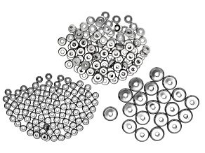 Stainless Steel Flat Round Spacer Beads in 3 Sizes 220 Pieces Total