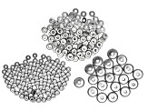 Stainless Steel Flat Round Spacer Beads in 3 Sizes 220 Pieces Total
