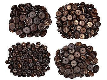 Picture of Coconut Shell Spacer Beads in 4 Sizes appx 600 Pieces Total