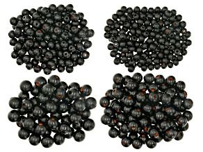 Black Theaceae Wood Round Beads with Large Hole in 4 Sizes 500 Pieces Total