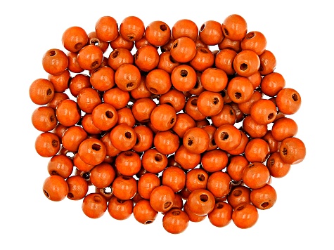 Orange Theaceae Wood Round Beads with Large Hole in 4 Sizes 500 Pieces Total