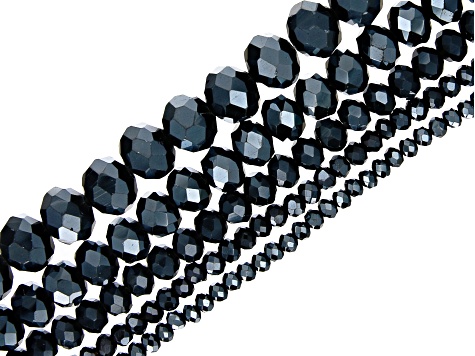 Crystal Glass Faceted Rondelle Bead Strand Set of 20 in Classic Colorway appx 15-16"