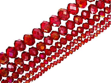 Crystal Glass Faceted Rondelle Bead Strand Set of 20 in Classic Colorway appx 15-16"