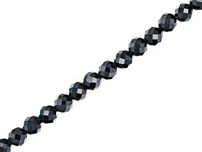 Black Spinel Faceted Round appx 4-4.5mm Bead Strand appx 15-16"