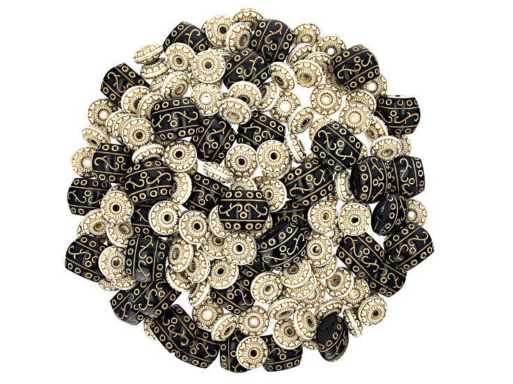 beads様 Carved Resin Beads appx 1lb in 2 Styles with Large Hole
