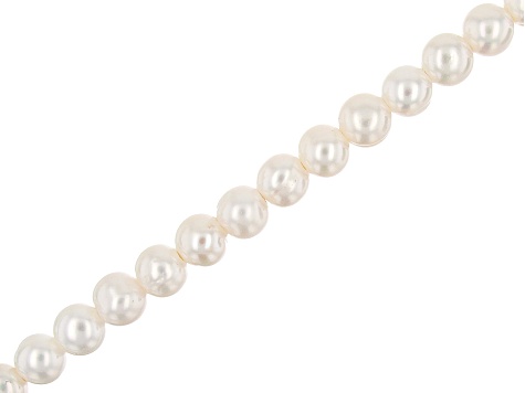 White Cultured Freshwater Pearl Large Hole Potato appx 8-9mm Shape Bead Strand appx 7.5-8"
