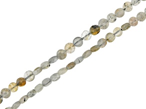 Labradorite Faceted appx 5mm Coin Bead Strand Set of 2 appx 15-16"