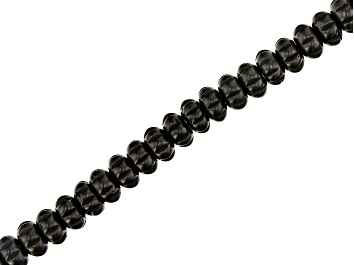 Picture of Black Coconut Shell Pumpkin Shape Large Hole Bead Strand appx 33"