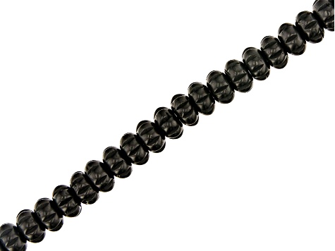 Black Coconut Shell Pumpkin Shape Large Hole Bead Strand appx 33"