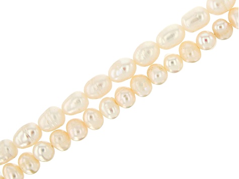 1 strands 33cm Cultured Freshwater Potato Pearls white Baroque for