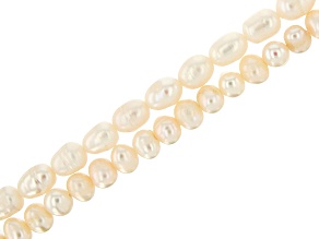White Cultured Freshwater Pearl Baroque & Potato Shape Bead Strand Set of 2 appx 13.5-14"