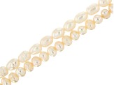White Cultured Freshwater Pearl Baroque & Potato Shape Bead Strand Set of 2 appx 13.5-14"