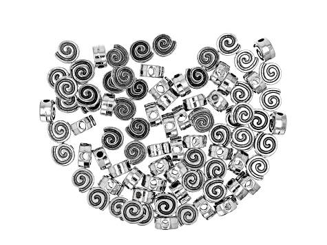 Marrakesh Inspired Spiral Flat Round Bead in Silver Tone in 3 Sizes 400 Beads Total