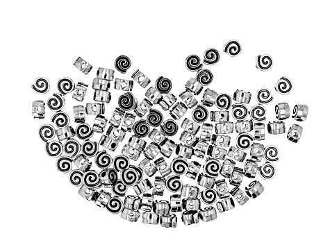 Marrakesh Inspired Spiral Flat Round Bead in Silver Tone in 3 Sizes 400 Beads Total