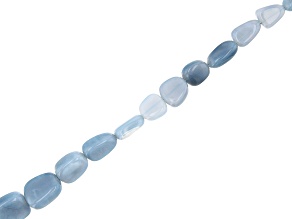 Blue Opal Graduated appx 10x5-15x11mm Tumbled Nugget Bead Strand appx 14-15"