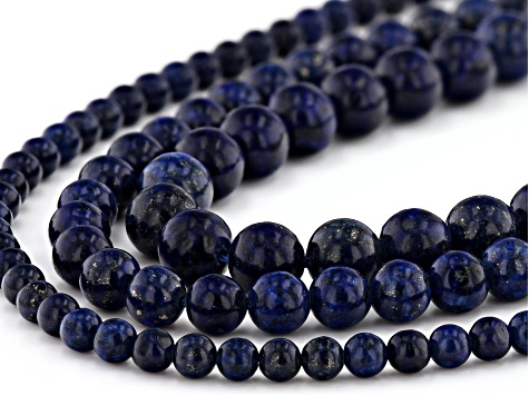 Lapis Lazuli & Sodalite Round Bead Strand Set of 6 appx 14-15"