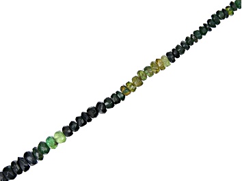 Picture of Chrome Tourmaline, Yellow Tourmaline & Schorl Mix Graduated Faceted Rondelle Bead Strand appx 13-14"