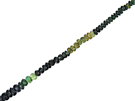 Chrome Tourmaline, Yellow Tourmaline & Schorl Mix Graduated Faceted Rondelle Bead Strand appx 13-14"
