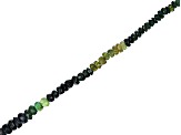 Chrome Tourmaline, Yellow Tourmaline & Schorl Mix Graduated Faceted Rondelle Bead Strand appx 13-14"