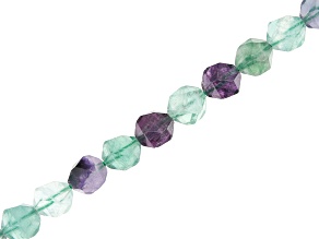Multi-Color Fluorite Faceted Roundish Bead Strand appx 14-15"