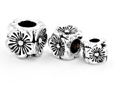 Indonesian Inspired Square Flower Spacer Beads in Antique Silver Tone in 3 Sizes 400 Pieces Total