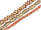 Wood Large Hole Bead Strand Set of 3 with Marbling Effect in 3 Colors & Shapes 18-20"