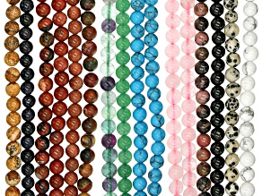 Multi-Stone Round appx 6mm Bead Strand Set of 16 appx 14-15"