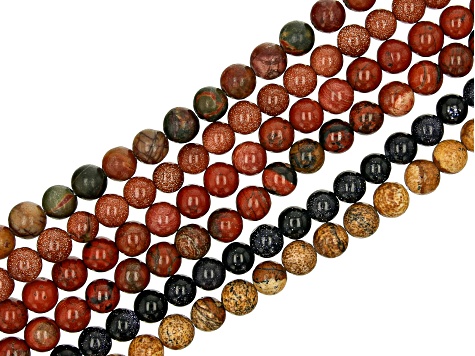 Multi-Stone Round appx 6mm Bead Strand Set of 16 appx 14-15"