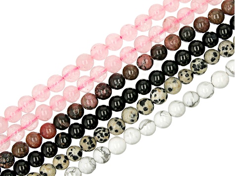 Multi-Stone Round appx 6mm Bead Strand Set of 16 appx 14-15"