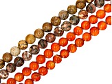 Multi-Stone Round appx 6mm Bead Strand Set of 16 appx 14-15"