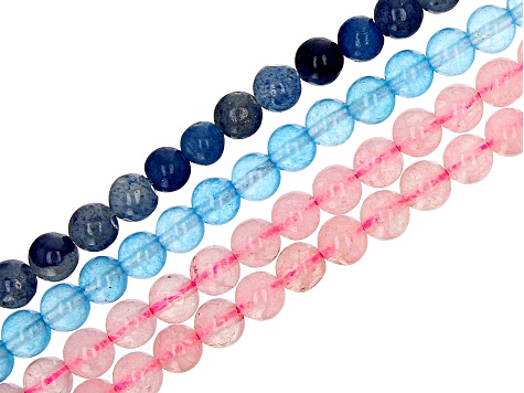 Multi-Stone Round appx 6mm Bead Strand Set of 16 appx 14-15"