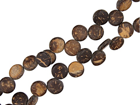 Coconut Shell Bead Strand Set of 8 in 4 Shapes