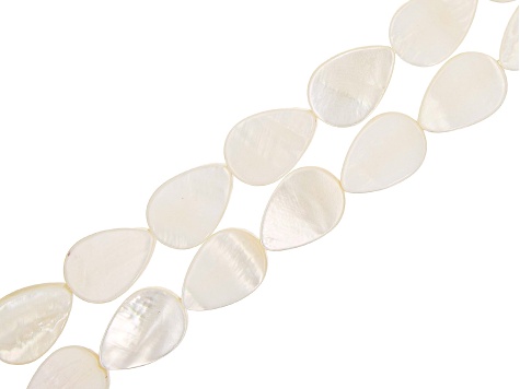 White Mother of Pearl Bead Strand Set of 8 in 4 Shapes appx 14-15"