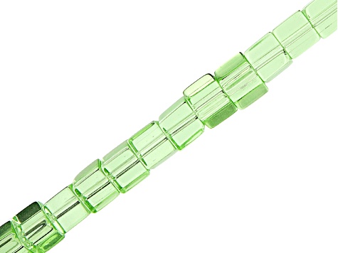 Chinese Crystal Glass appx 6mm Cube Shape Bead Strand Set of 5 in 5 Colors appx 15-16"