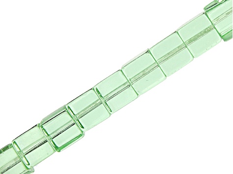 Chinese Crystal Glass appx 8mm Cube Shape Bead Strand Set of 5 in 5 Colors appx 15-16"