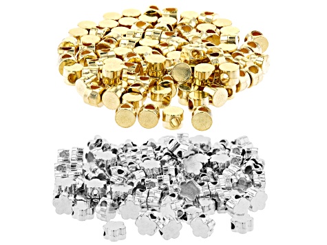 Flat Metal Spacer Beads in 2 Shapes with Large Hole in Silver Tone & Gold  Tone 200 Pieces Total - JLW12360