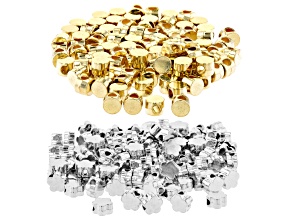 Flat Metal Spacer Beads in 2 Shapes with Large Hole in Silver Tone & Gold Tone 200 Pieces Total