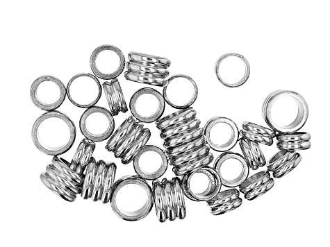 Stainless Steel Tube Shape Metal Spacer Beads with Large Hole in 3 Sizes 30 Pieces Total
