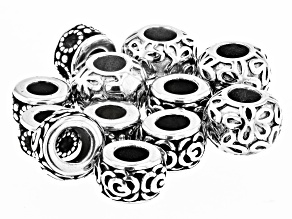 Stainless Steel Metal Round Spacer Beads with Large Hole in 3 Styles 12 Pieces Total