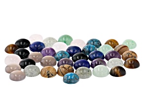 Multi-Stone Undrilled Cabochon appx 10mm Round in 10 Gemstones 40 Pieces Total