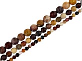 Mookaite Faceted appx 4-8mm Round Bead Strand Set of 3 appx 14-15"