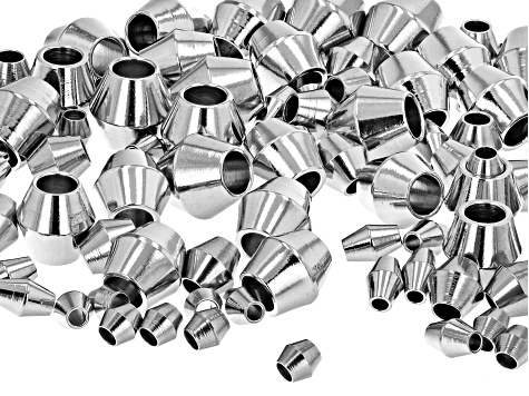 Stainless Steel Bicone Spacer Beads with Large Hole in 5 Sizes 90 Beads Total