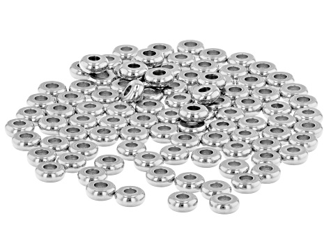 Stainless Steel Disc Shape Spacer Beads in 3 Sizes 200 Beads Total