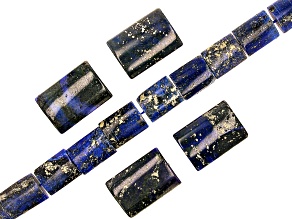 Blue Stone Rectangle Shape Bead Strand appx 14-15" & Rectangle Shape Focal Bead Set of 4