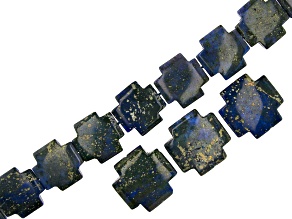 Lapis Lazuli Simulant Cross Shape Bead Strand appx 14-15" Cross Shape Focal Bead Set of 3