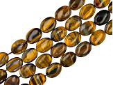 Tiger's Eye and Tiger Iron Flat Oval Shape appx 22x16mm Bead Strand Set of 4 appx 14-15"
